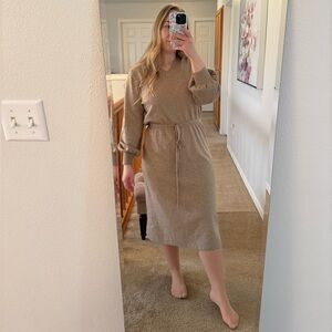 Inherit co | Tie-Waist Knit Midi Dress in Taupe